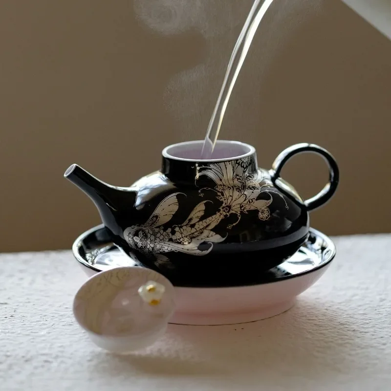 High-end gold silver color teapot, creative and exquisite teapot, household kung fu tea set, teapot small single pot