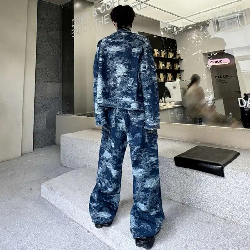 LUZHEN 2025 Spring Long Sleeve Jacket Sets Burr Design Fashion Personalized Street Baggy Straight Pants Casual Two Piece LZ4933