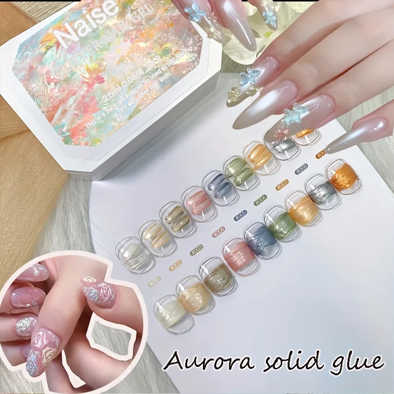 3D 9-color pearlescent solid gel nail polish, long-lasting, mermaid-style pearlescent gradient nail art gift, suitable for nail