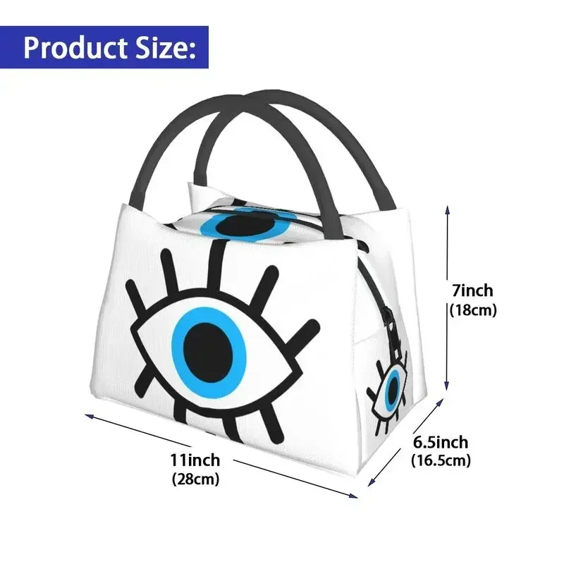 Magic Eyes Charm borsa da pranzo isolata per ufficio di lavoro Black Evil Eye amuleto Boho Pattern Portable Cooler Thermal Lunch Box Women