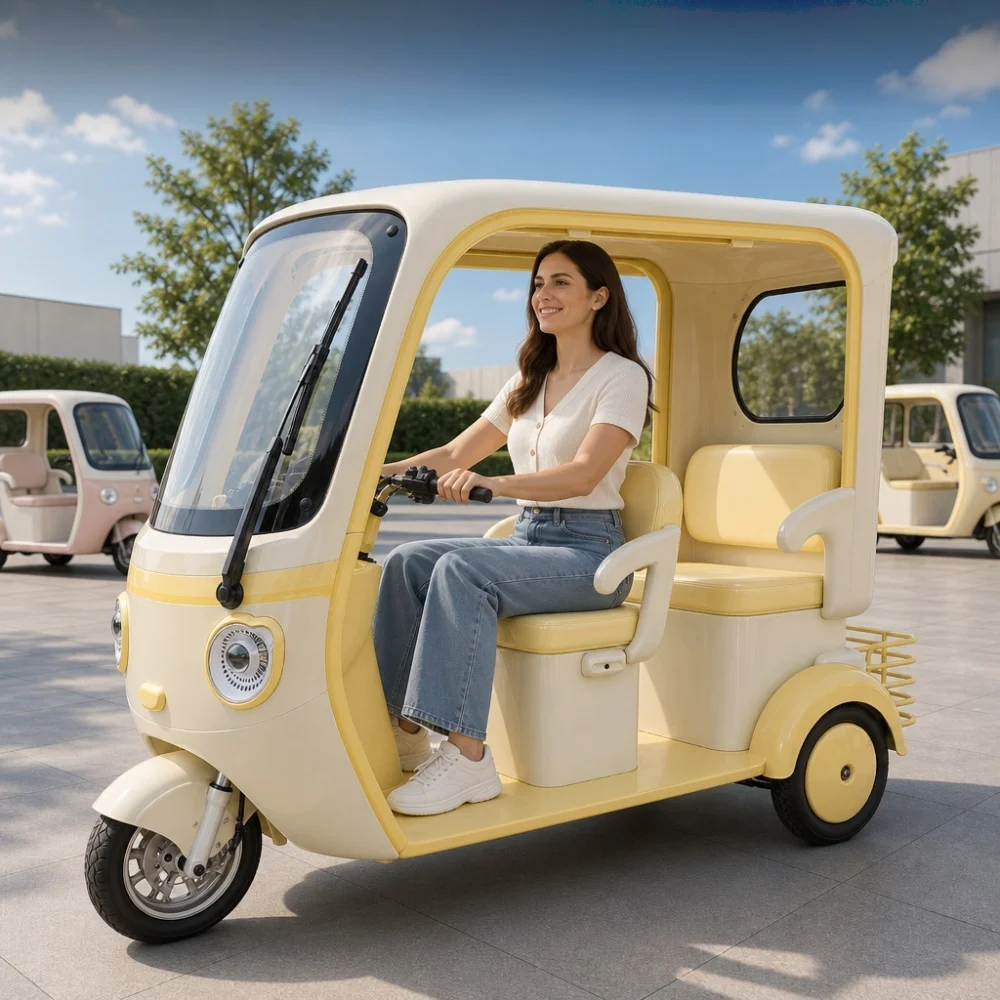 Three wheel electric tricycle with multi angle adjustable seat, comfortable riding, adult leisure passenger vehicle