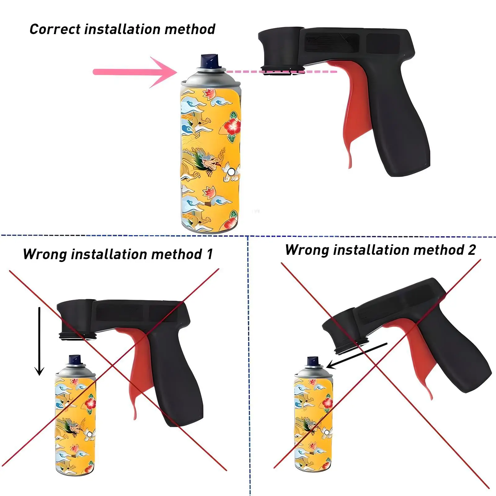 Rafford 2-teiliger tragbarer Sprühlackengriff aus Kunststoff, universell, wiederverwendbar, für Autos, Farbwechselfolie, zum Einfügen, selbstspritzendes Handspray, Gu – Detail 6