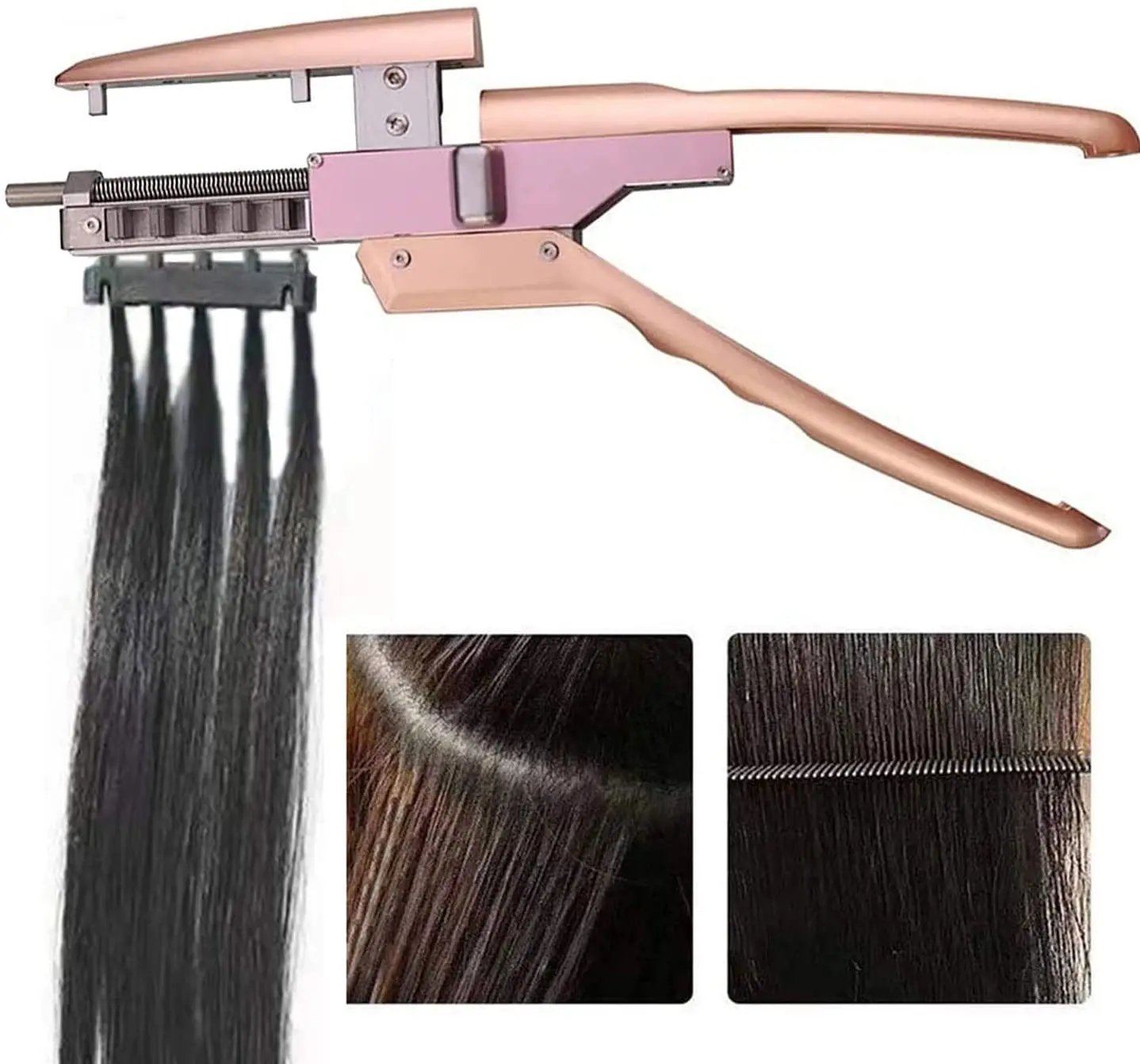 Kit macchina per estensioni dei capelli, 2 ° strumento per estensioni dei capelli senza tracce di capelli umani connettore a 5 pin attrezzatura per capelli alla cheratina