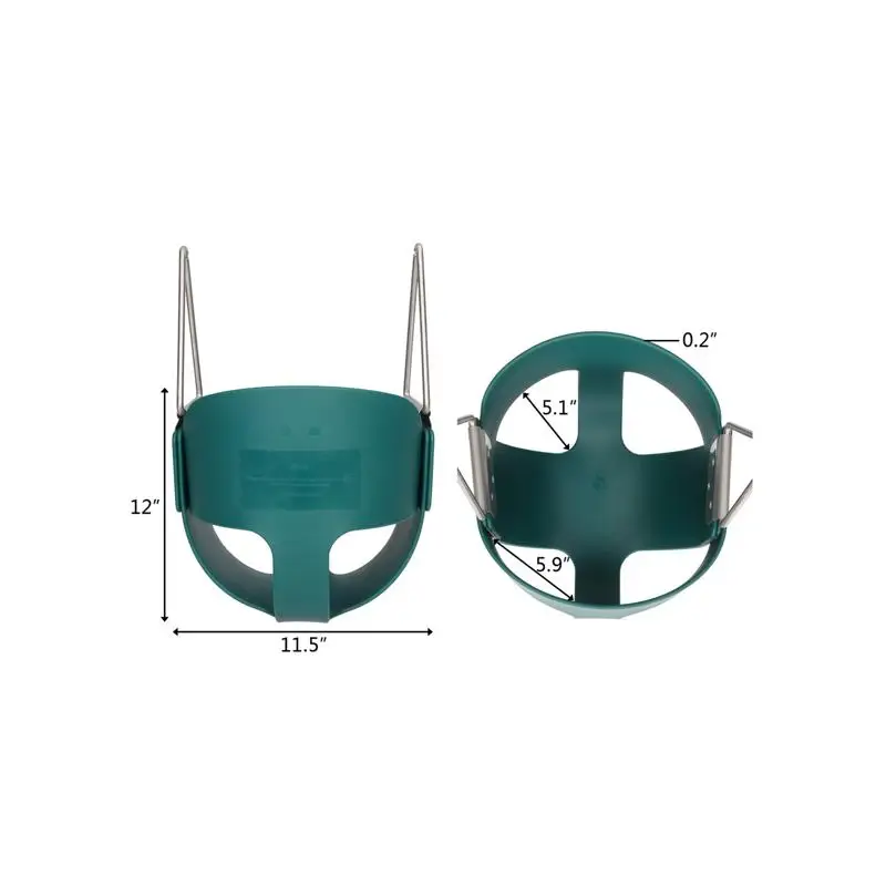 Set di altalene per bambini verde combinato con cestello sospeso per altalena in ferro