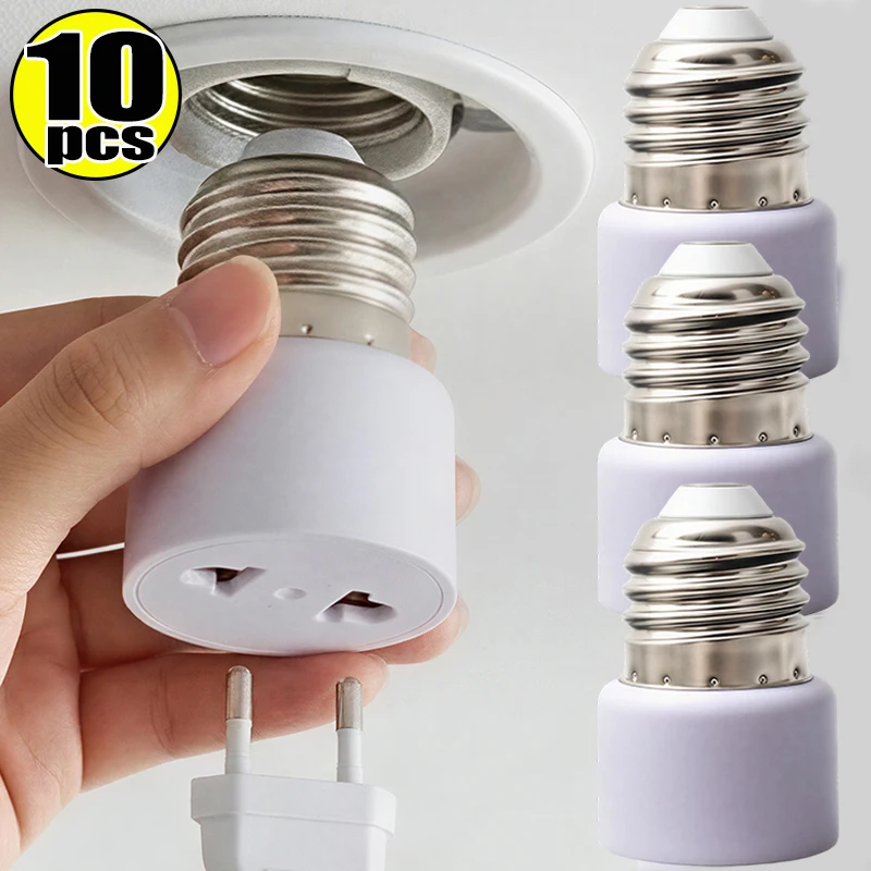 E27 To EU Socket Adapter Light Bulb Converter 100 To 250V ABS Lamp Holder Portable Compact Screw Base Converter for HomeLighting