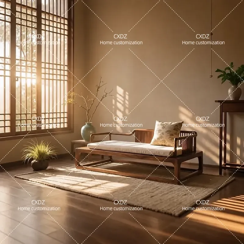 New Chinese Style Black Walnut Wood Chair Beauty Couch Song Aesthetics Simple Lunch Break Sleeping Recliner Leisure Chair
