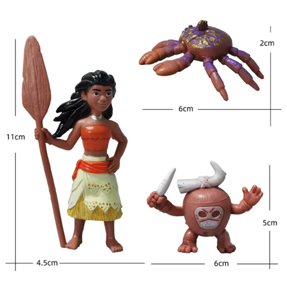 6/10 unids/set 6-12cm princesa Maui jefe Tui Tala Heihei Pua figura de acción Brinquedo juguetes para niños regalo de Año Nuevo 3 vendido