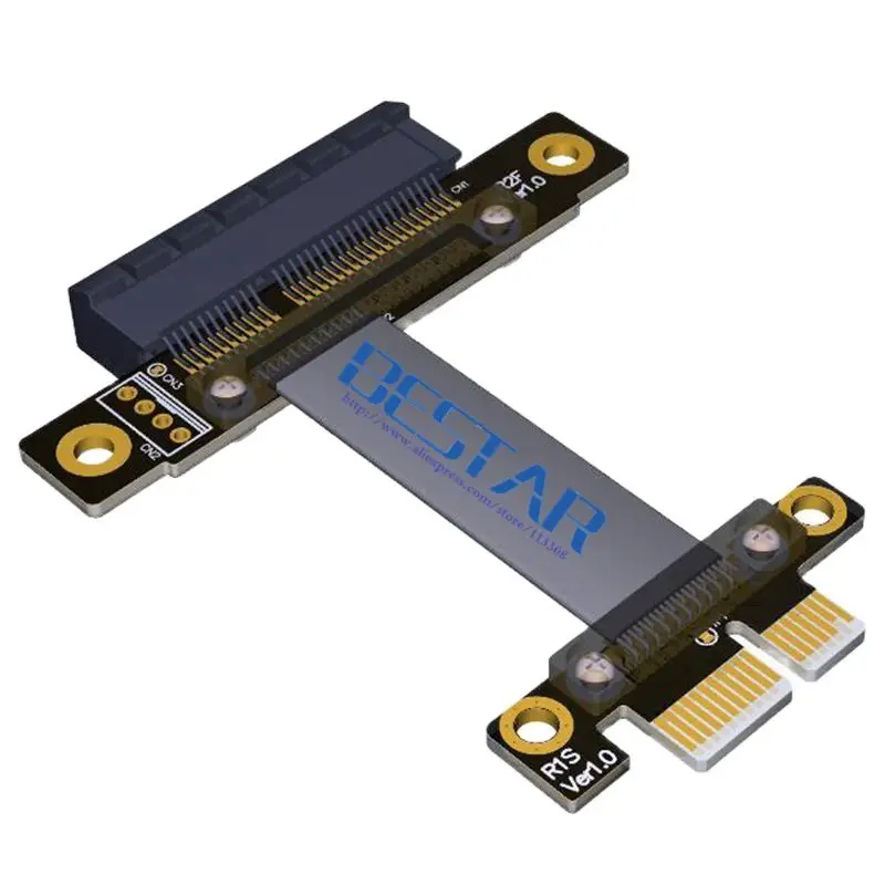 

Riser PCI-Express version 3.0 1x to 4x Extender Extension Ribbon Cable 10cm 20cm 30cm 60cm 1ft 2ft 3ft 1X 4X pci-e riser Angled