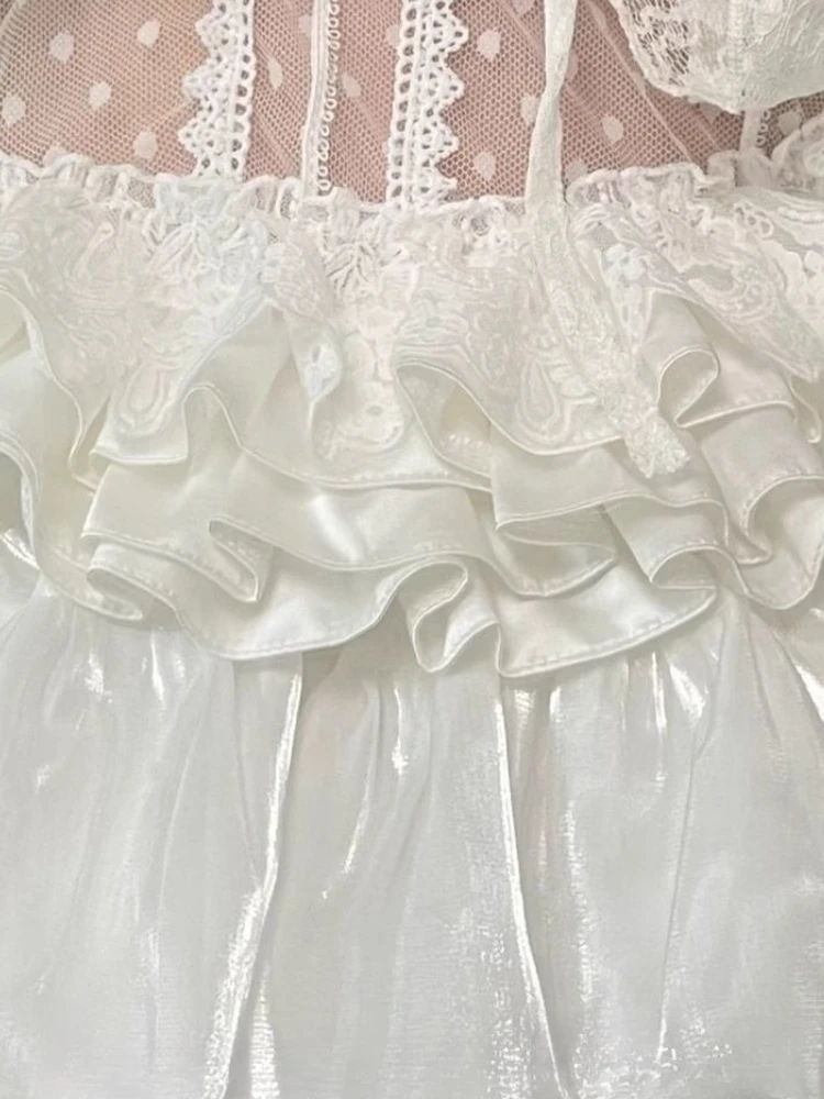 White Pure Desire Cake Skirt Women 2025 Summer New Sweet Hot Girl High Waist Slim Fit Puff Mini Skirt Kawaii Cute Fashion Chic