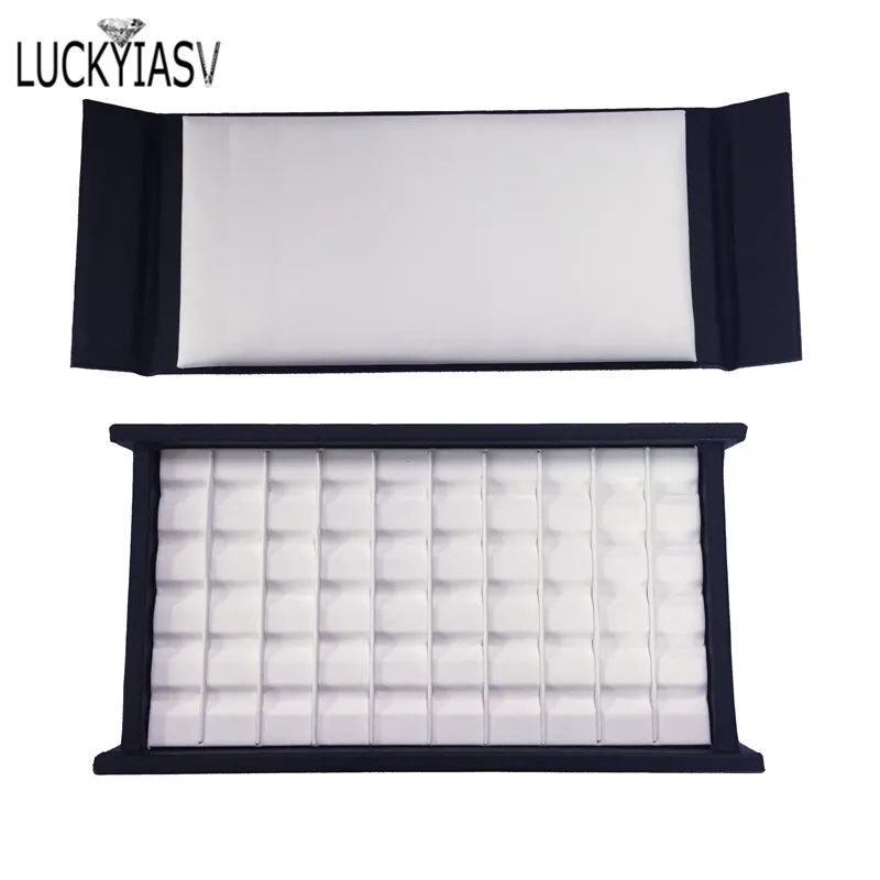 PU Leather Bare Stone Gemstone Jewelry Box Magnet Stone Storage Display Box Gem Display Counter Exhibition Lid V Groove Box