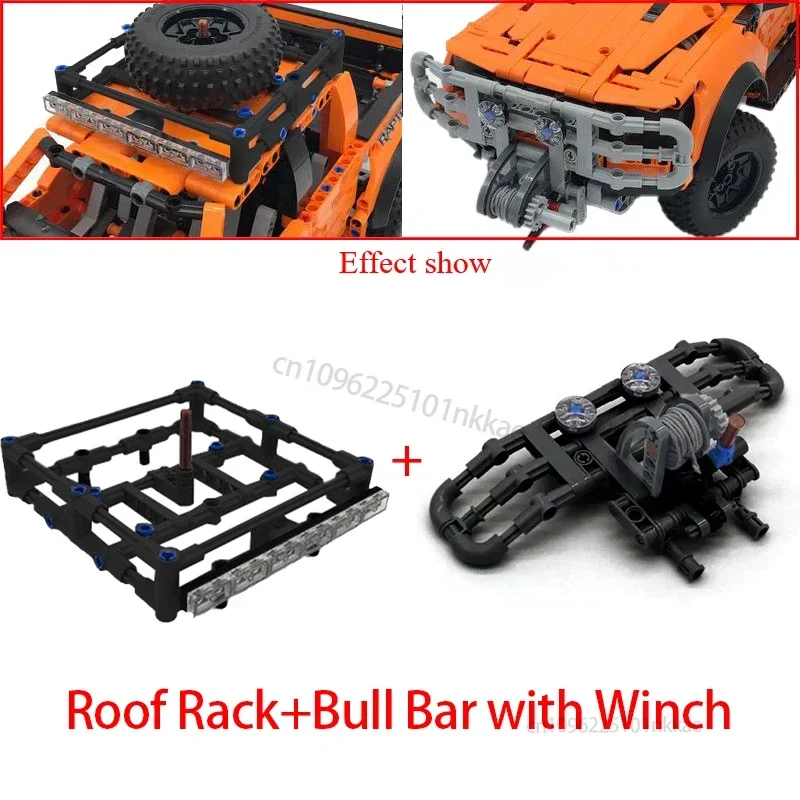 F-150 Raptor Auto Trailer Technische Trekhaak Kraan Platform Hardtop Bumper Imperiaal Bouwstenen 42126 MOD Bricks Montageset