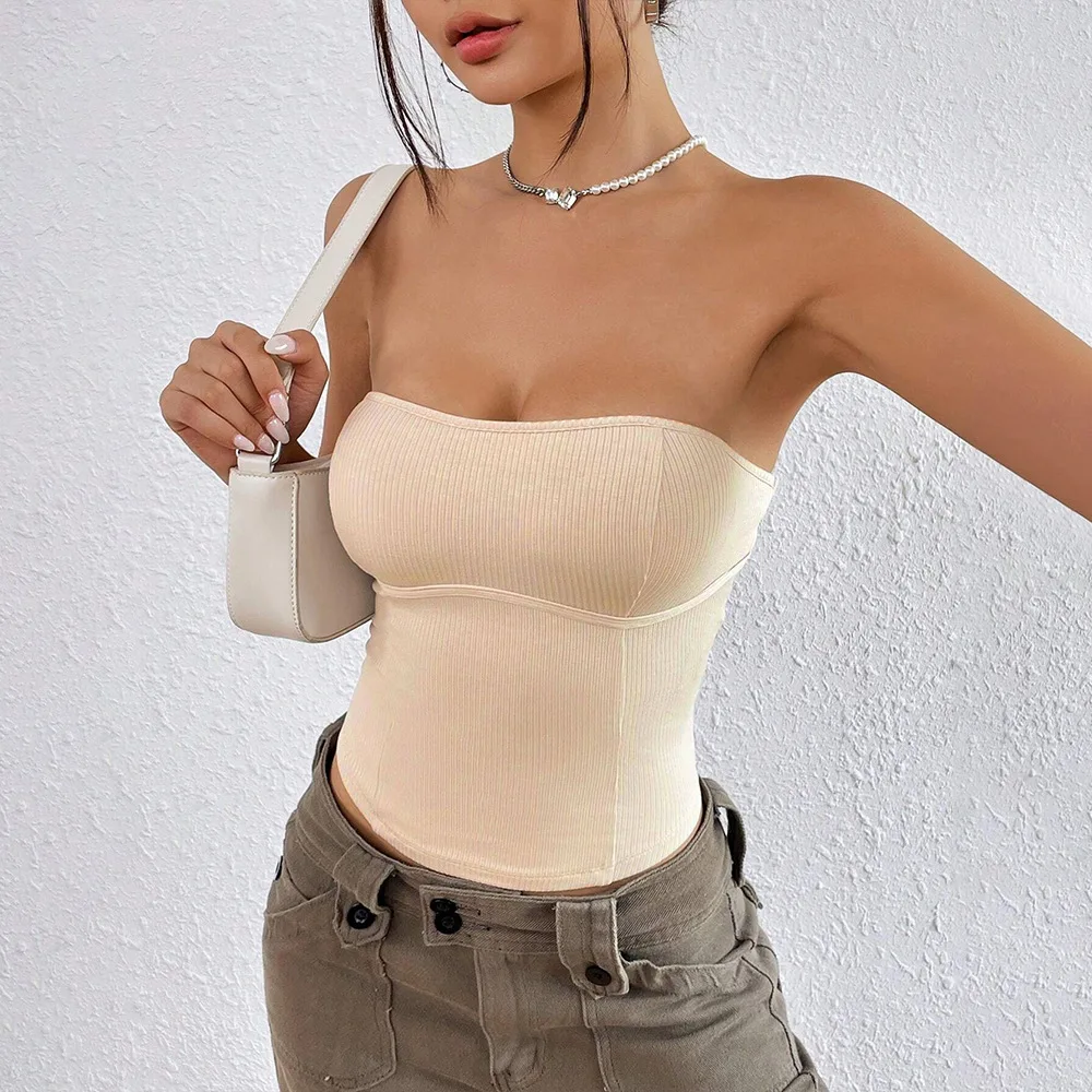 Summer Sexy Streetwear Sleeveless Top Women Spaghetti Strap Tube Vest Cami