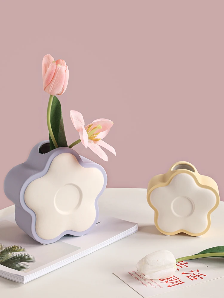 Shape Ceramic Vase Table Arrangement Container Porcelain Room Desktop Decor