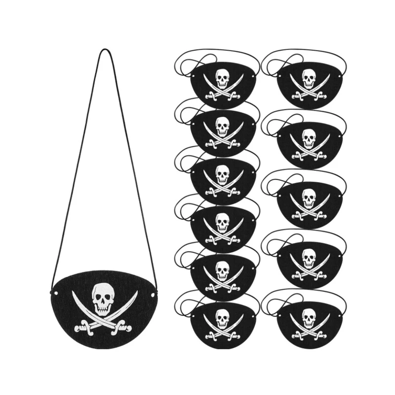 12 Stücke Rolle Spielen Piraten Augenklappe Ein Auge Skelett Augenklappen Für Halloween Weihnachten Piraten Thema Party – Detail 1