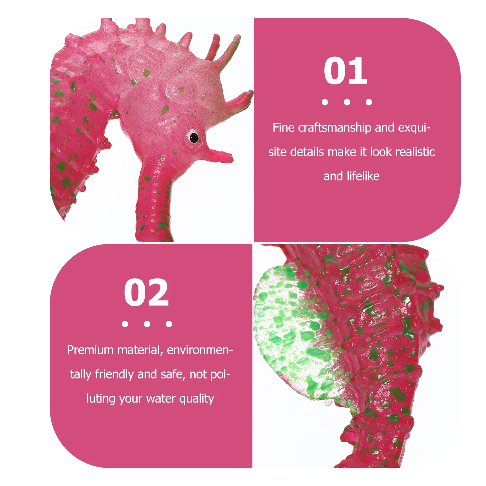 

2Pcs Night Glow Sea Horse Aquarium Ornament Fish Tank Decor Exquisite Details Safe Material Realistic Lifelike Home Office Gift