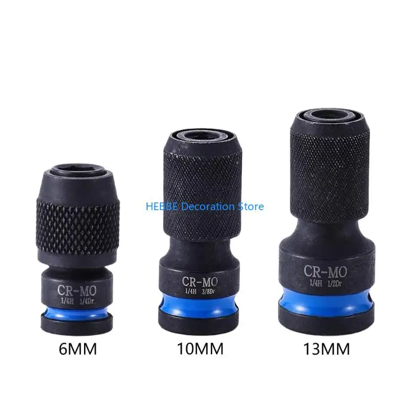 B0KC 3Pcs Socket Conversion Head Adapter Tool for Various Impact Tool Easy Change Retractable Sleeve High Hardness Rustproof