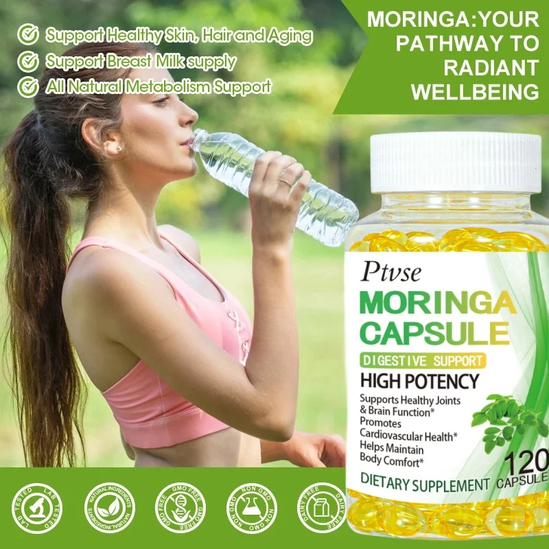 Moringa Oleifera 1000 mg Capsules Extra Potency 50:1 Extract Energizing Antioxidant, 60/120 Vegetarian Capsules