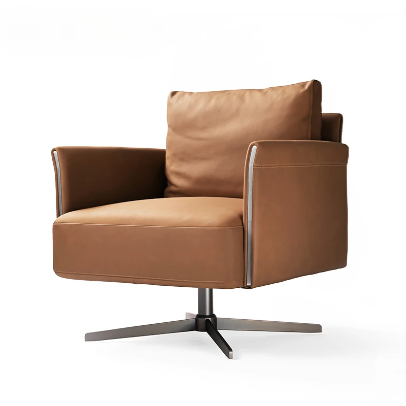 

The first floor of the cowhide home living room leather art single leisure armchair can be rotated