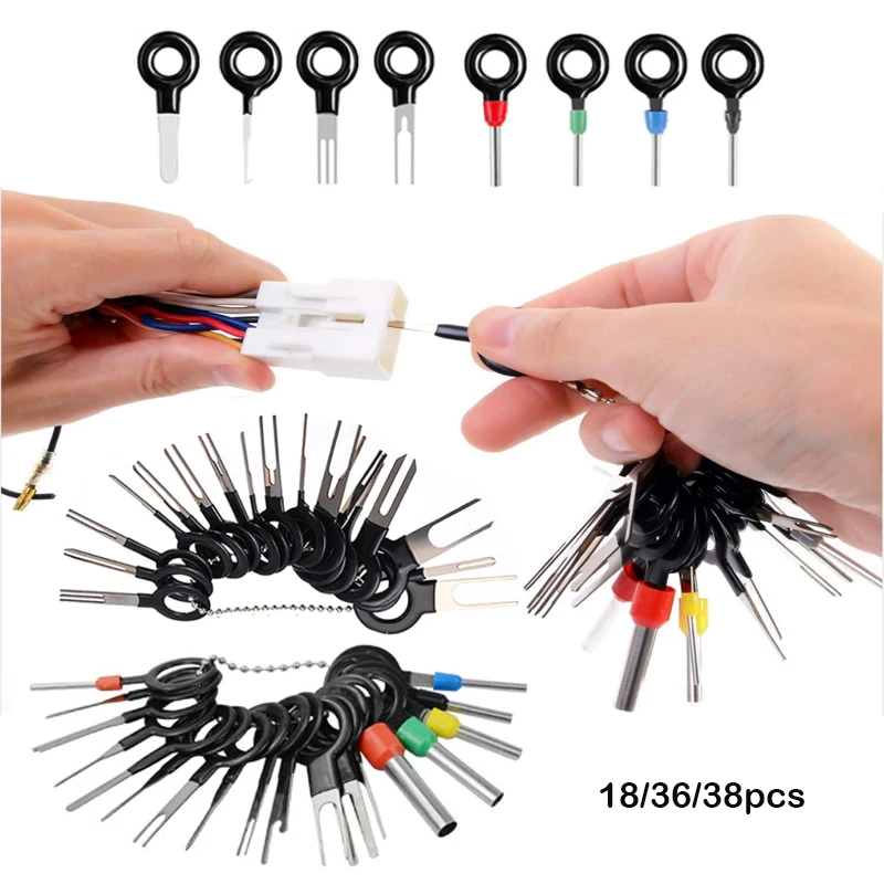 18/36/38 Pieces Car Terminal Disassembly and Ejector Tool Needle Ejector Wire Terminal Removal Kit Car Connector