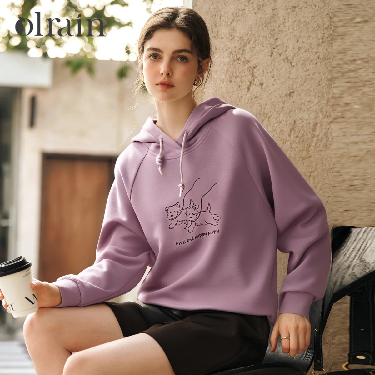 

OLrain Women's Hooded Loose Sweater 2025 Autumn New Fun Cartoon Embroidered Tops Fashion Casual Sweatshirts Commute O57QR000695