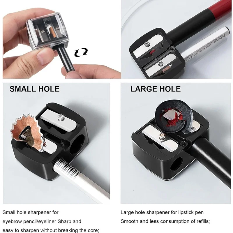 Eyebrow Eyeliner Pencil Cutting Variety Pen Sharpening Double Hole Design 2 in 1 Makeup Pencil Sharpener For Cosmetic Supplies