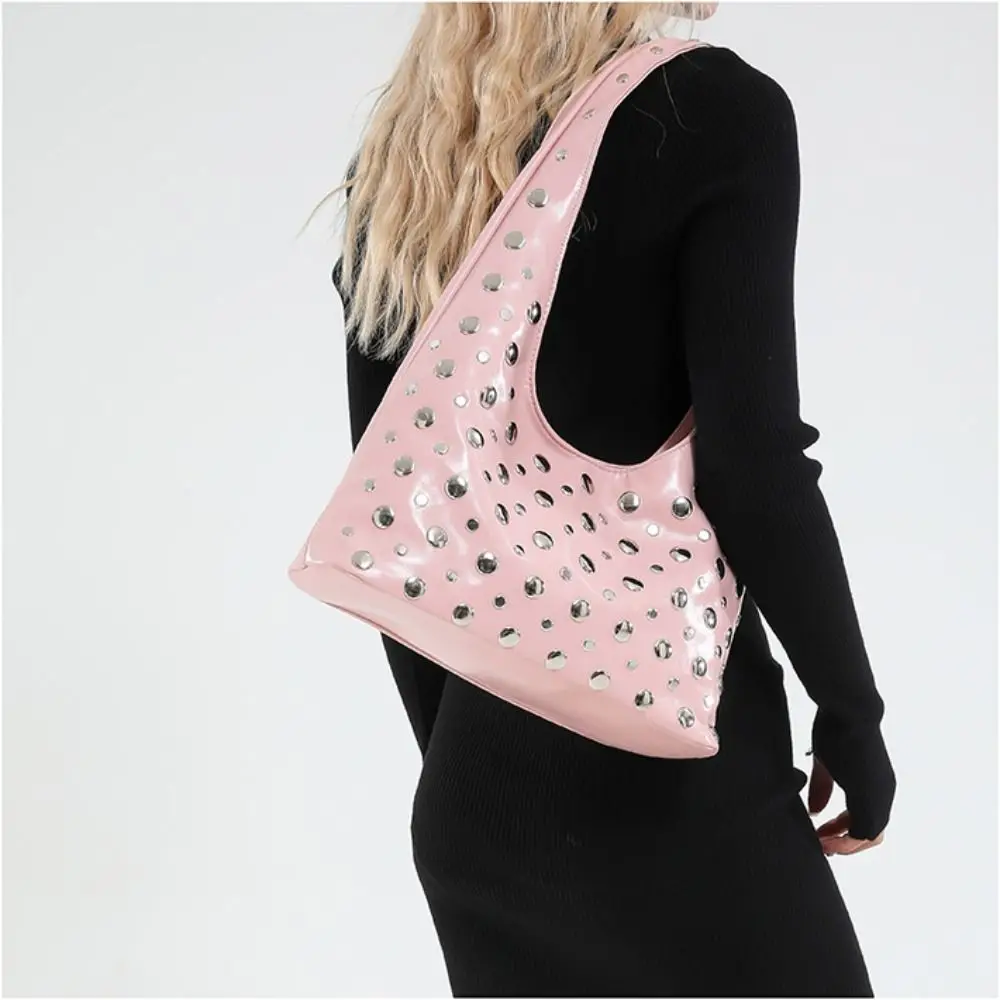 

Trendy Metal Stud Rivet Shoulder Bag Punk Style Sweet Cool Y2k Underarm Bag Spicy Girl Handbag Underarm Bag Daily