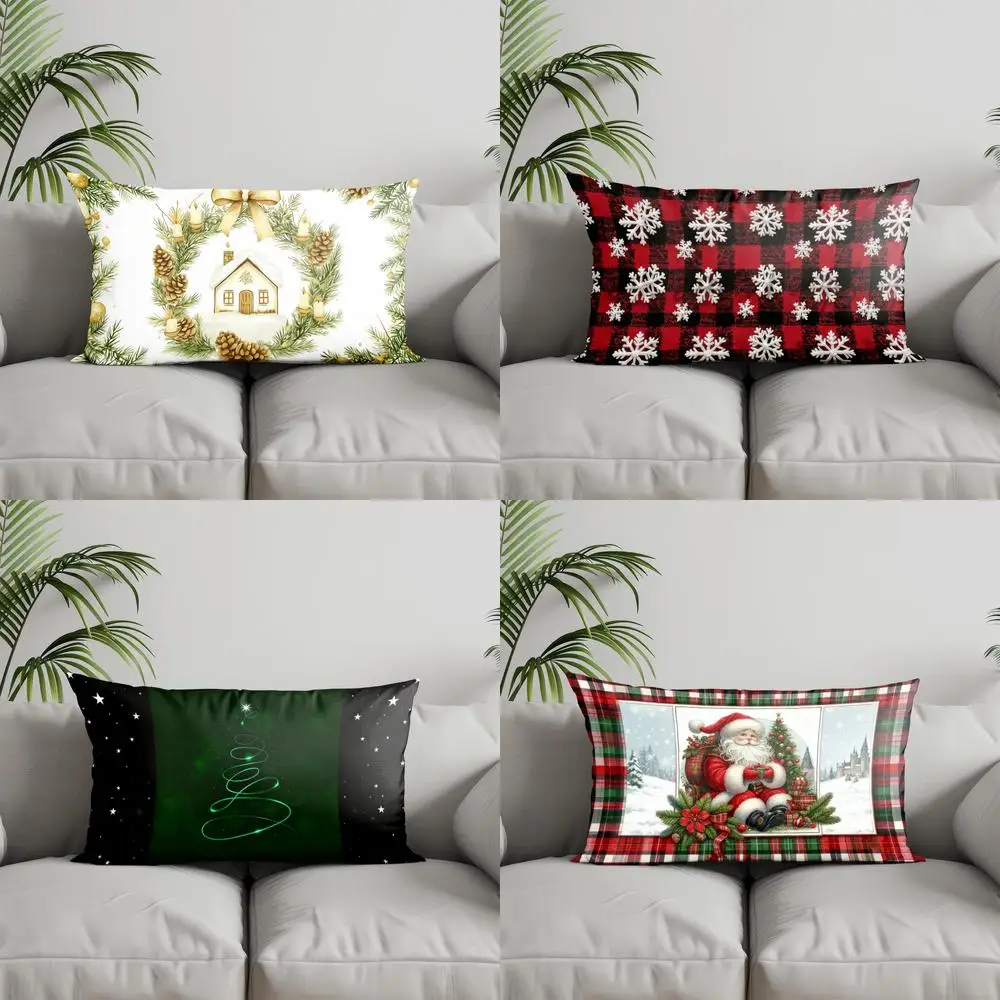 ديكور المنزل عيد الميلاد إكليل البيت المخدة مناسبة ل أريكة غرفة نوم سيارة وسادة غطاء وسادة وسادة الظهر مستطيلة #1