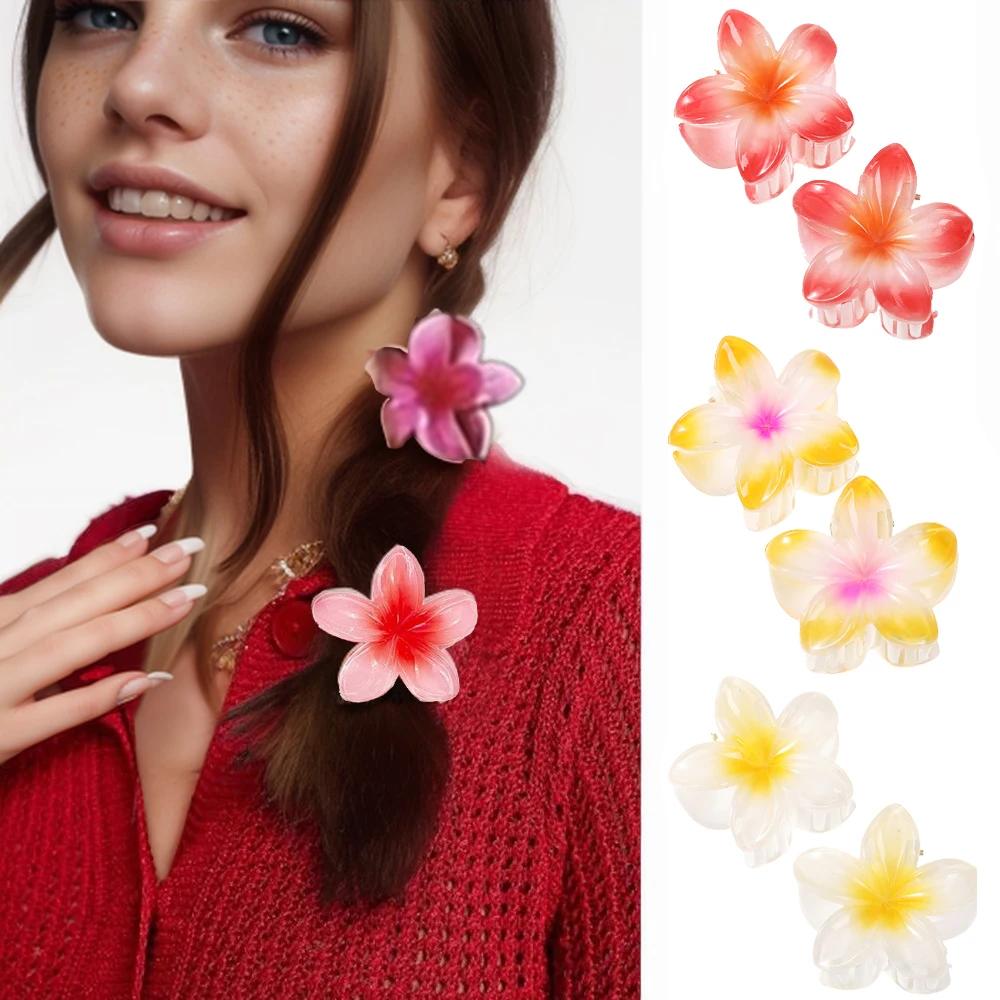 2 pièces/ensemble fleur épingle à cheveux griffes pour filles coréen épingle à cheveux griffe pince à cheveux femmes doux cheveux accessoires petite taille griffe de cheveux