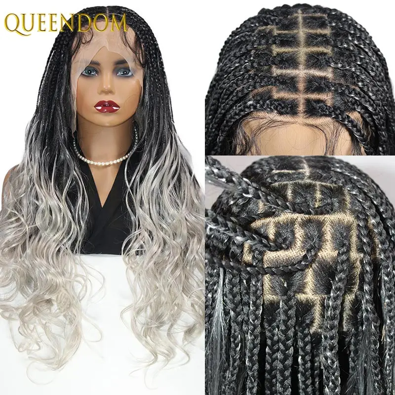 

Synthetic Full Lace Braided Wigs With Curly Ends Knotless Box Braids Wigs for Black Women Afro Goddess Box Braids Lace Wigs
