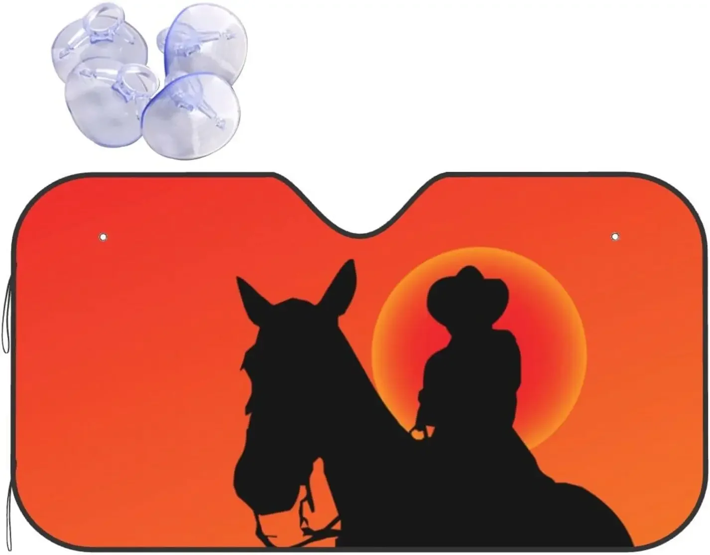 Red Sun Riding Horse Sunshade Car Front Window Sunshade for Most Sedans SUV Blocks Max Uv Rays and Keeps Your Vehicle Cool