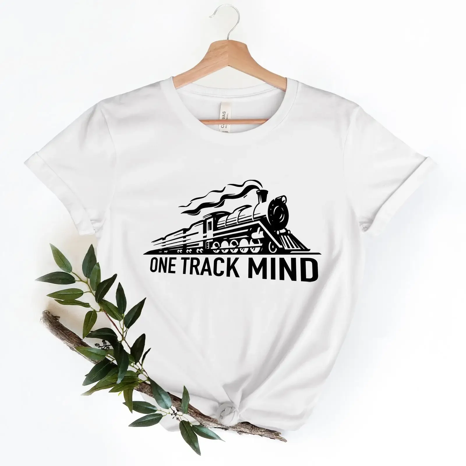 One Track Mind Vintage Train T Shirt Funny Locomotive For Steam Lover Railway Enthusiast Casual  vintage Washed graphic