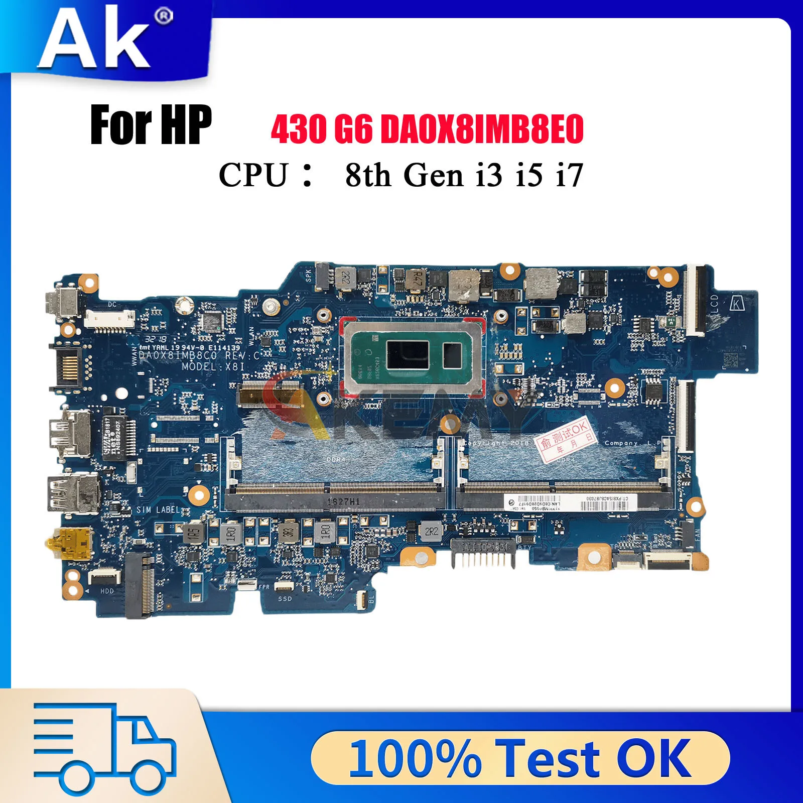 

DA0X8IMB8E0 для ноутбука HP ProBook 430 G6, материнская плата с процессором i3 i5 i7 8-го поколения UMA L44508-001 L44502-001, 100% полностью протестировано