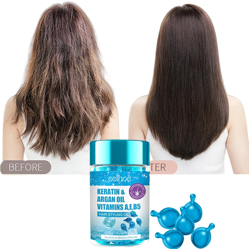 

Keratin Hair Capsules Treatments For Damaged Hair Argan Oil Protein Smoothing Nourishing Moisturizing Vitamin Hair Care Essence