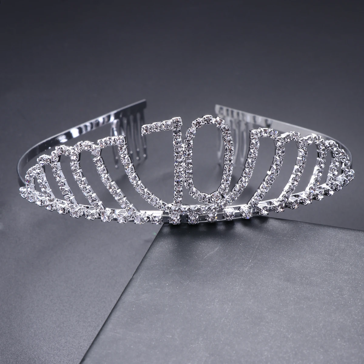 

80Th Birthday Tiara Crystal Rhinestone Queen Crown Headband Hair Combs Alloy Anti Rust Nickel Free Stable Wearing Design Diamond