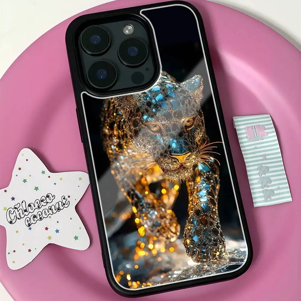 The Gilded L-Leopard Is Handsome Phone Case For iPhone 17 16 Pro Max 15 14 13 12 11 Pro Mini PC+TPU Case Luxury Y2K Phone Cases