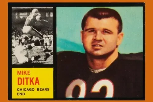 Mike Ditka Chicago Bears Rookie Card Football Tin Sign up to 12 x 18-Aluminum