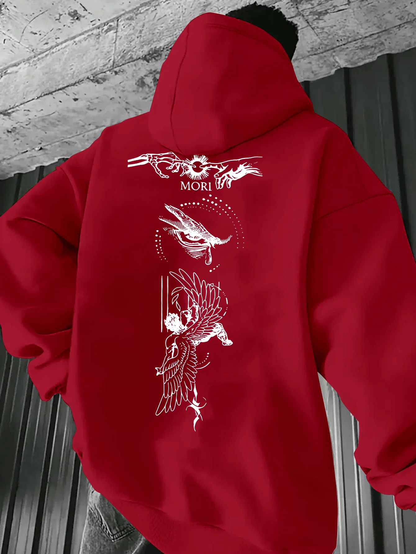 Unisex hoodie featuring a dark, edgy autumn/winter aesthetic and unique, mysterious graphic prints. - view 5