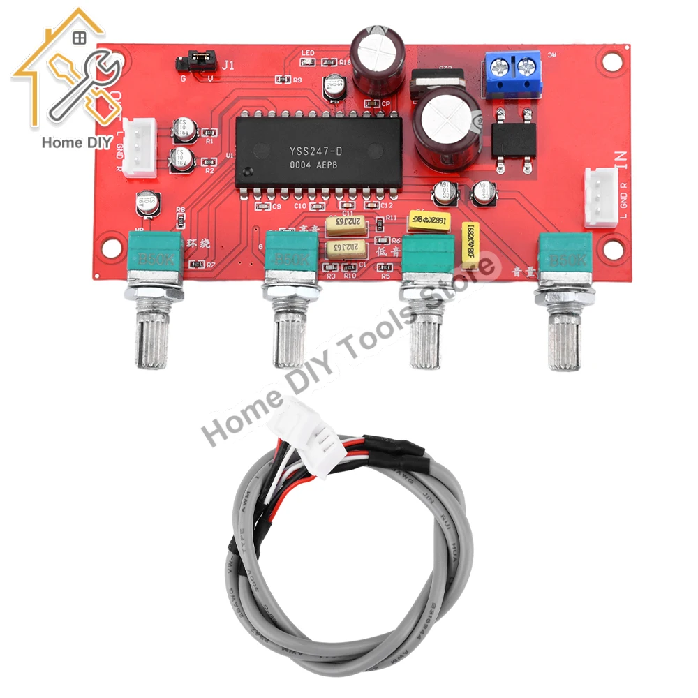 

YSS247-D Усилитель предусилителя, тональная плата, регулировка громкости высоких частот, модуль усилителя мощности, один источник питания AC5-16V/DC7-21V