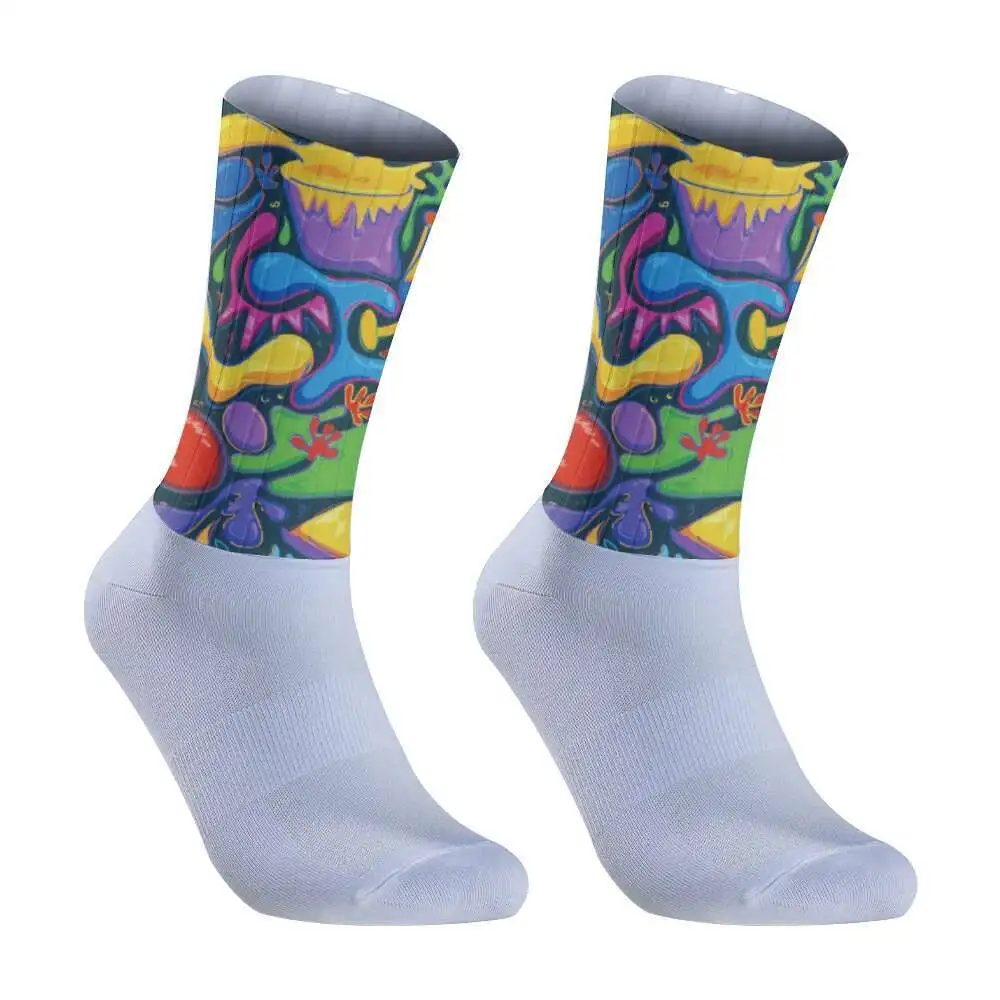 Cycling Aero Socks Socks 2024 New Team Anti Slip Seamless Silicone Pro Running Sport Road Bike Socks ﻿
