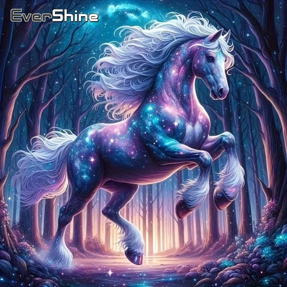 EverShine Vollquadratisches Rundes Diamant-Mosaik Pferd Tier DIY Diamantmalerei Acryl Bastelbedarf Stickerei Kinder-Hobby