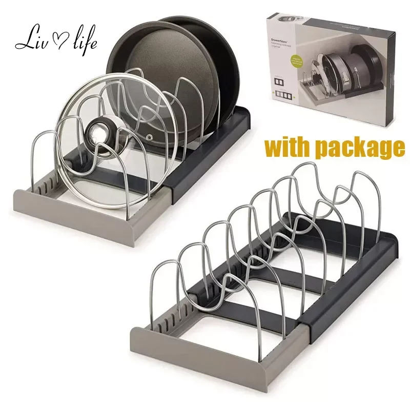 Extendable Pot Lid Holders Pans Organizer Kitchen Utensils Divider Stand Dish Tray Drain Rack Shelf Kitchen Organizer Accessorie