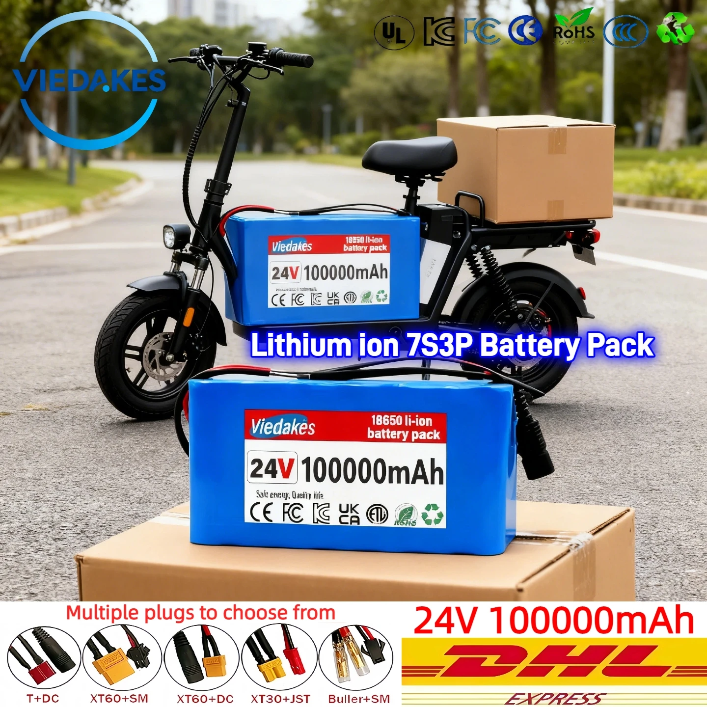 

7S3P Rechargeable Lithium Battery 24V 100AH with 29.4V 2A Charger - Ideal for Mobility Scooter, Kids Ride-On✅