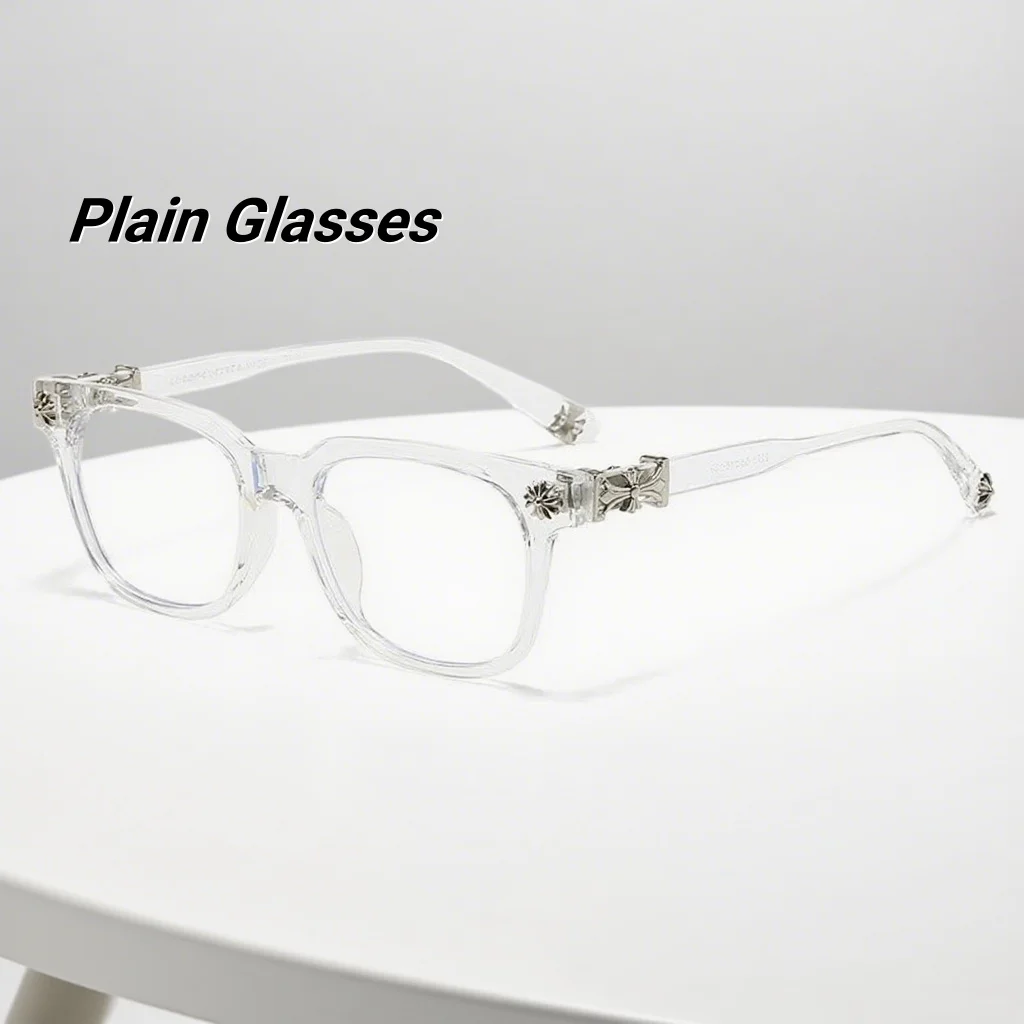 

New Fashion Classic Square Women's Flat Light Glasses Retro Neutral Luxury Personalized Large Frame Anti Blue Light Glasses