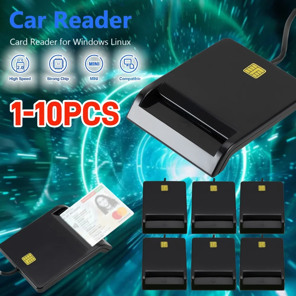 1-10PCS Stable Operation USB Smart Card Reader Reliable Simplicity for DNIE ATM CAC IC ID SIM Card Cloner Connector Windows