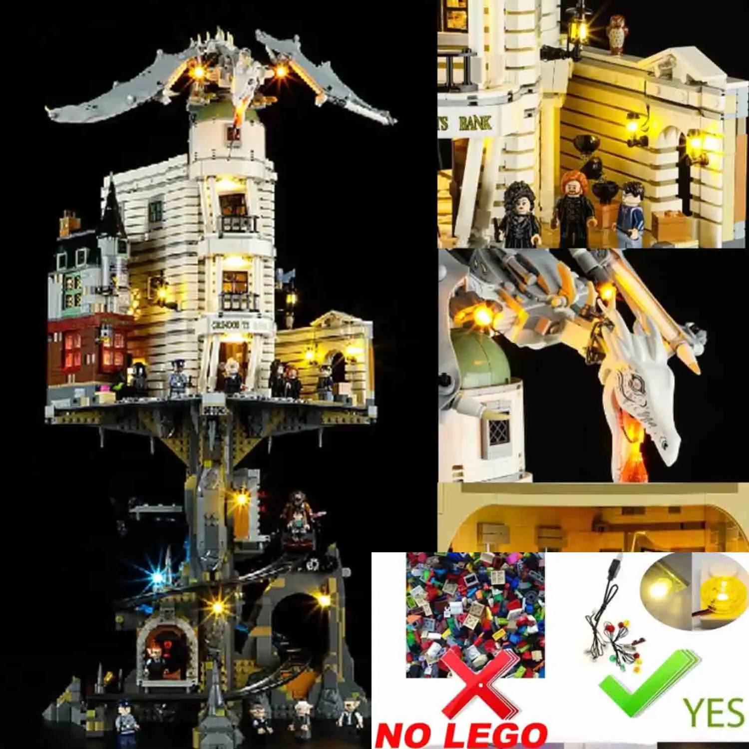 USB Lights Set for Lego Harry 76417 Gringots Wizard Bench - Collector's Editio Building Set - (NOT Included LEGO Model)