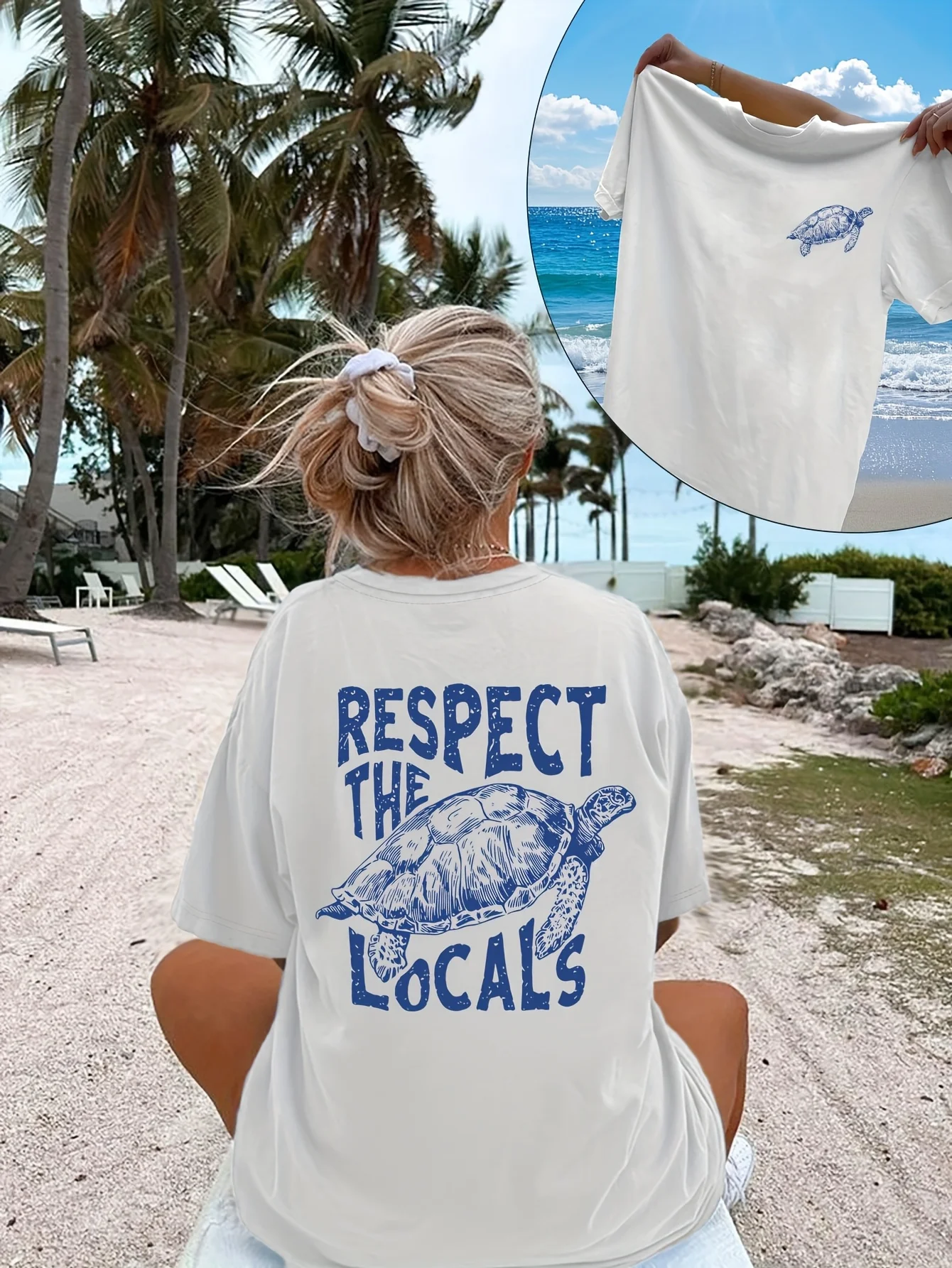 Summer Beach Call of The Sea Theme Respect Local Beach Sea Turtle Fashion Beach Ocean Vibe Sea Life Reversible Save The Turtles