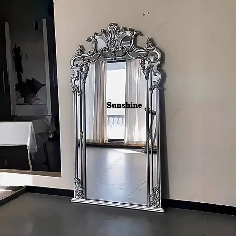 

French Full-length Mirror European Style Wall Luxury Carved Floor Mirrors Wedding Dress Big Espejos De Piso Room Decoration