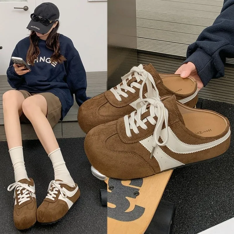 Baotou Lazy Slippers Women 2026 New Retro Thick Soled Slippers Women's Casual Single Shoes for Outdoor Wear