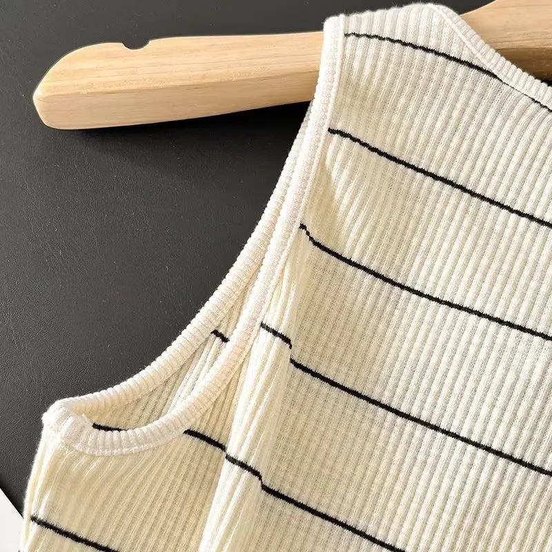 Jenny&Dave Fashion High Street Basic Striped Tank Tops Women Ladies Casual Knitted Ribbed Camisole Top