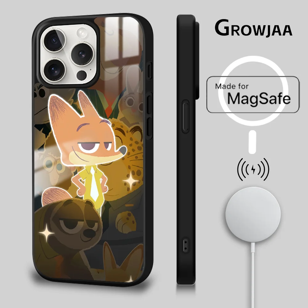 Disney Movie Zootopia Phone Case For iPhone 16 15 14 13 12 11 Pro Max Plus Mini New Magsafe Mirror Wireless Magnetic Cover